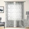 2 pièces Voilages Brodés Style Jardin Motif Feuille, Rideaux en Polyester à Poches pour Barre pour Chambre à Coucher, Salon, Cuisine