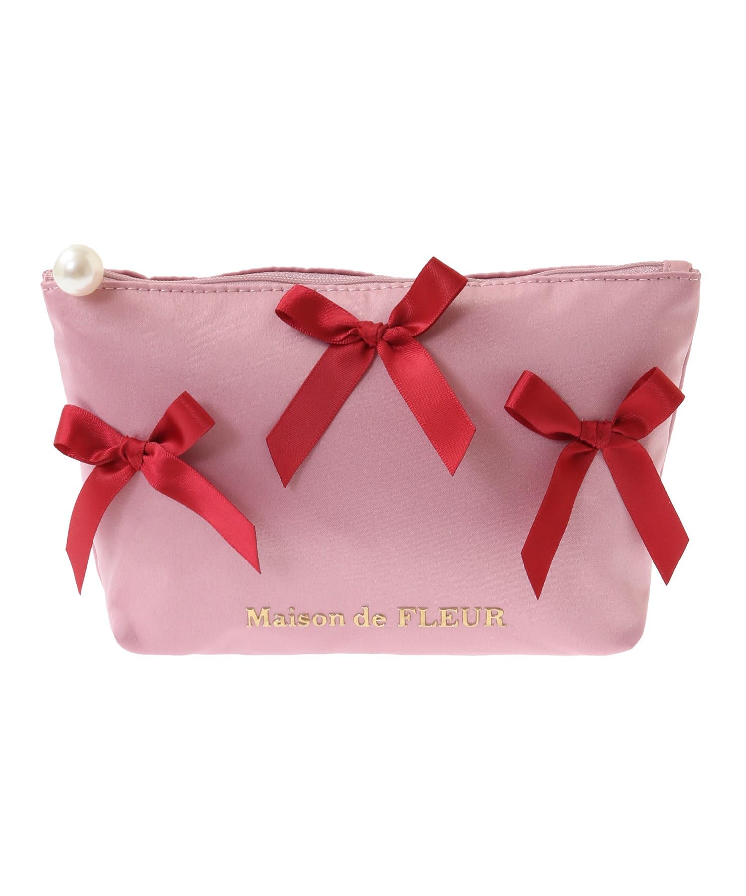 

de Ribbon Satin Pouch for Pink [Maison Fleur] Pouch/Drawstring Women, розовый