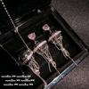Vintage Heteluchtballon Hart Zirconia Ketting Kwastje Oorbellen Set Dames Franse Retro Stijl Sieraden