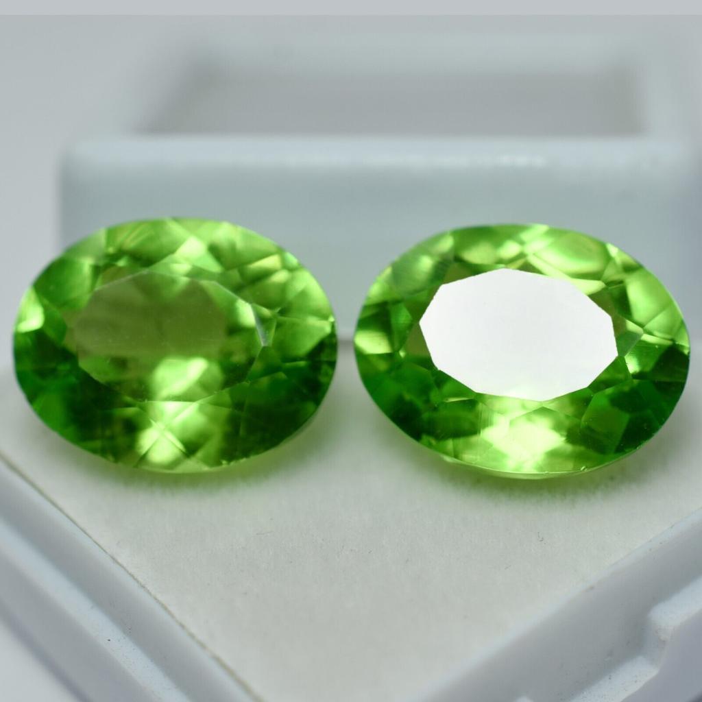 Pair Of Natural Green Peridot 18.56 Ct Oval Shape Loose Gemstones