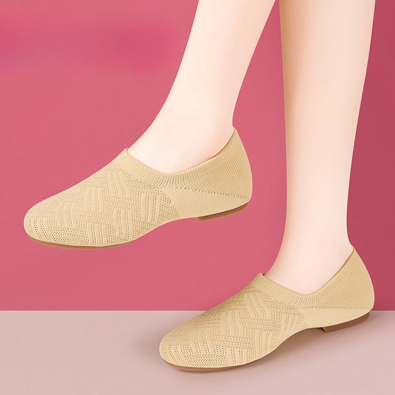 Women Dance Shoe Knitted Latin Teacher Shoes Girls Ballet Dance Shoe Training Shoes Rubber Sole Ballroom Jazz Shoes Sneakers