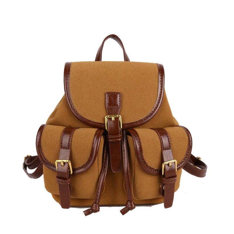 Retro Leopard Print And Color Blocked Backpack For Girls With Curved Shoulder Straps Suitable For School And Travel