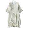 Chinese Style Fresh Age-Reducing Qipao Dress: Stand Collar, Diagonal Placket, Slim-Fit, Mid-Sleeve, Summer Cotton-Linen Blend for Women.