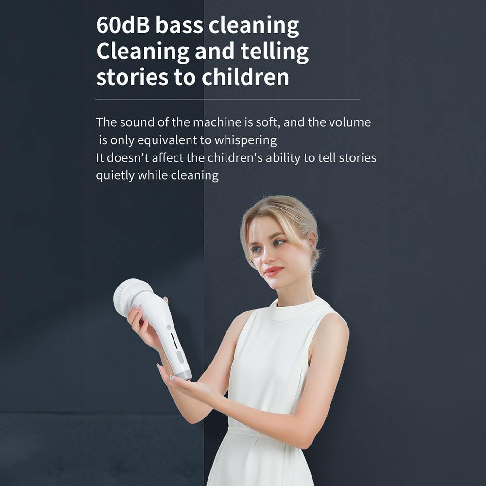 Kabelloser elektrischer Schleuderschrubber, 2-Gang-Power-Reinigungsbürstenschrubber mit 7 austauschbaren Bürsten