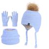Winter Boys and Girls Baby Children's Hat, Scarf, Gloves, Three Piece Set, Outdoor Velvet Warm Ear Protection, Knitted Yarn Hat