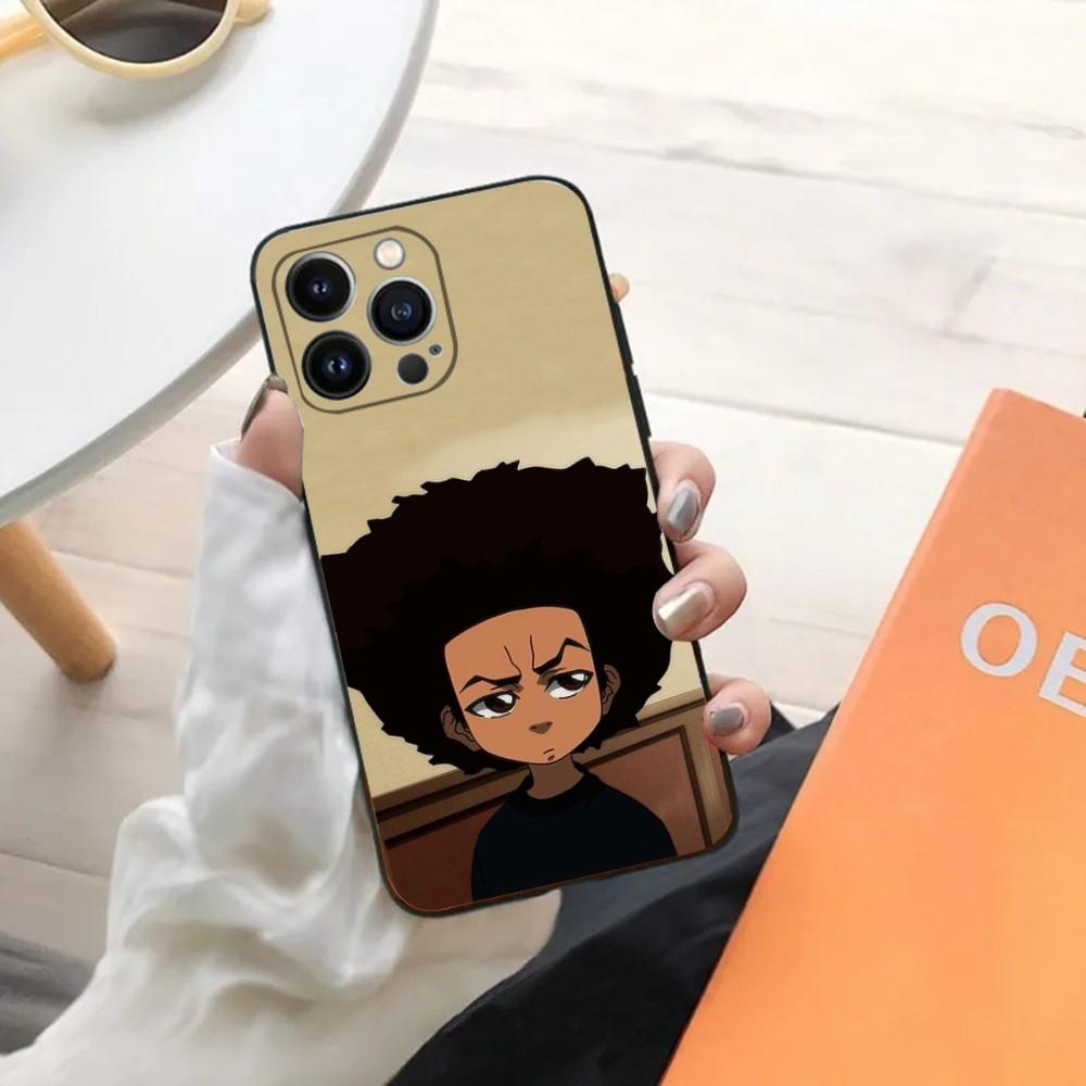 Cartoon The B-Boondocks Phone Case For iPhone 15,14,13,12,11,Plus,Pro Max,XS,X,XR,SE,Mini,8,7 Soft Silicone Black Cover