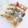 Women Elegant Crystal Diamond Hairpin Resin Butterfly Shaped Banana Hair Clip Claw Ponytail Holder Headwear Barrette