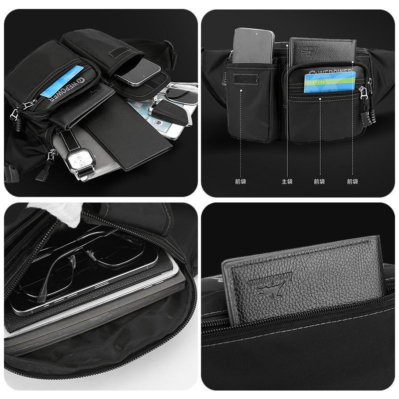 Men's Outdoor Sports Handbag Waterproof Multi-functional Chest Bag Travel Shoulder Bag Portable Waist Pack Crossbody