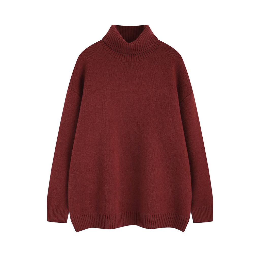 Men's clothing autumn and winter men's and women's thickened turtleneck sweater solid color pullover warm knitted sweater
