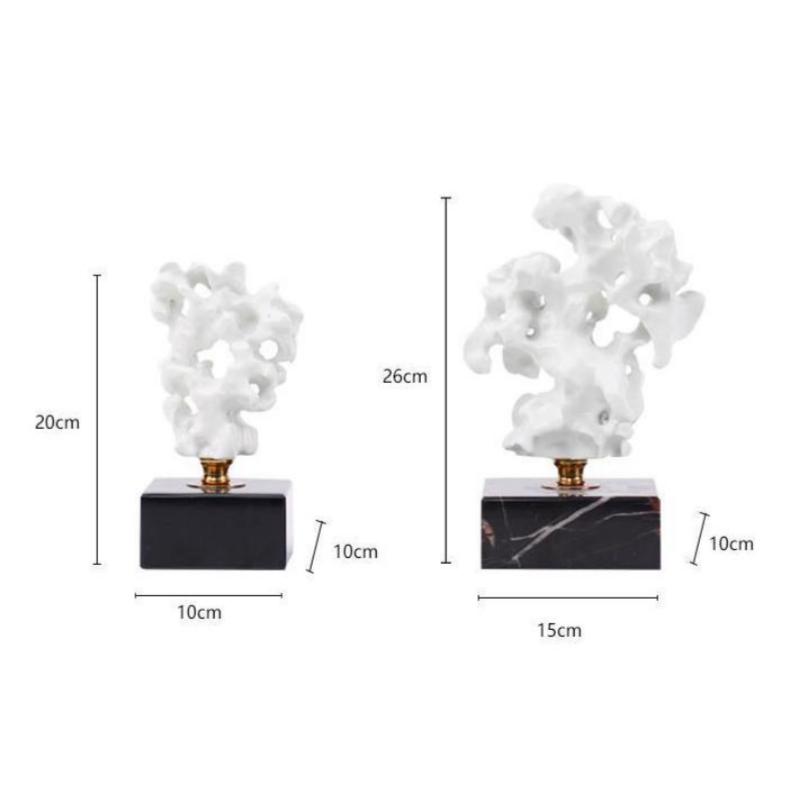 Dirbtinio koralinio akmens netaisyklingos tuščiavidurės akmens statulėlės marmurinis pagrindas abstraktūs rankdarbių papuošalai namų dekoravimo aksesuarai