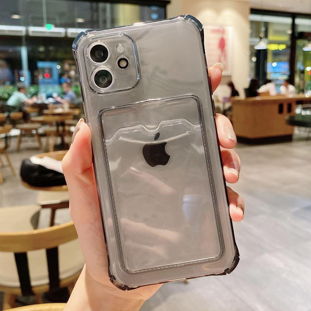 Transparent TPU Card Holder Mobile Case for Apple 11/14/15/16Pro/Xs
