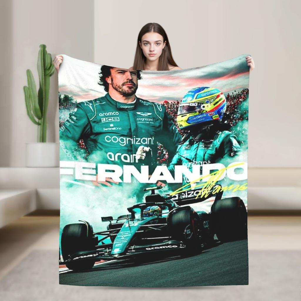 Coperte da Corsa Fernando Alonso Flanella Invernali Coperte Morbide Multifunzione per Divano Letto Trapunta