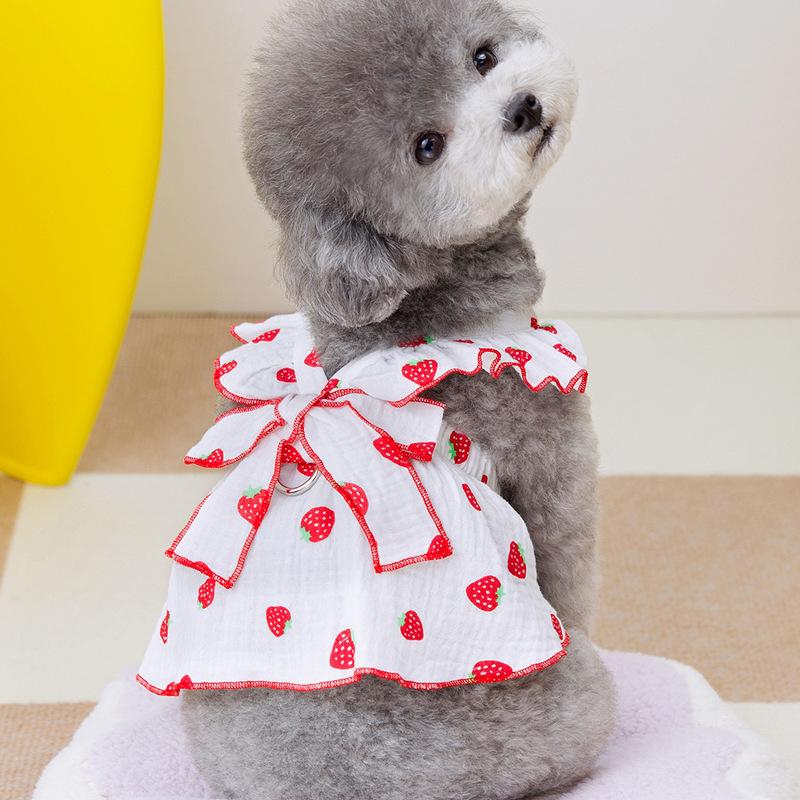Pet clothes small dog lady quiet dog clothes floral princess skirt cat spring and summer