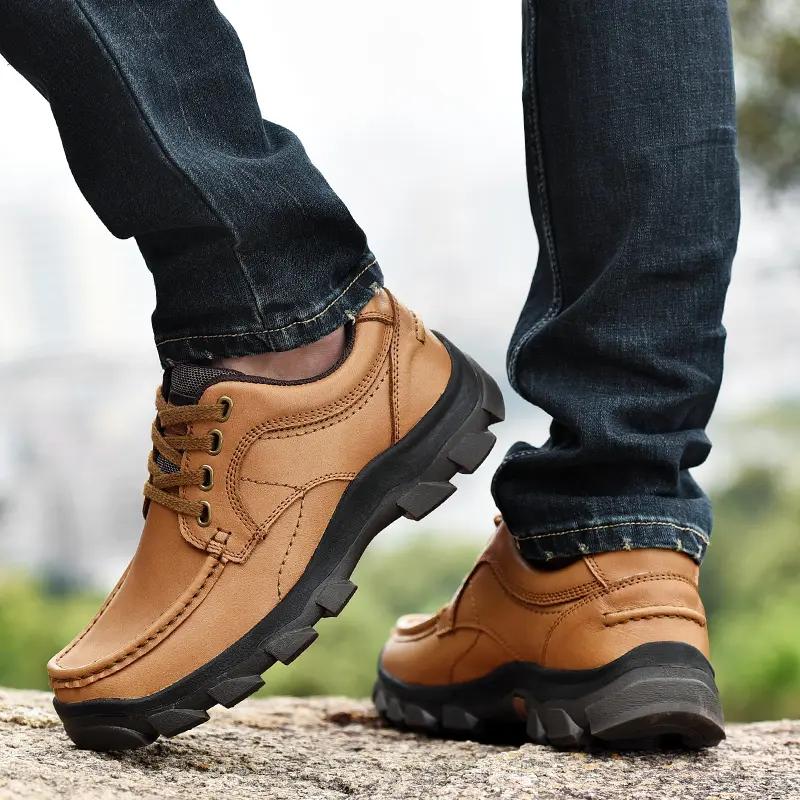 

Genuine Leather Male Comfortable Loafers Male All match Flats Outdoor Mens Casual Hiking Shoes Men Non slip Walking Footwear 38
