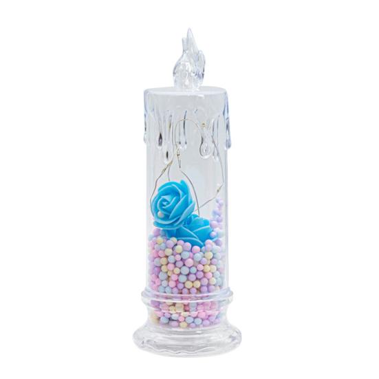 1Pc/2Pcs Eternal Flower Flameless Candles LED Flickering Pillar Candles Valentine's Day Night Light for Wedding Home Decor