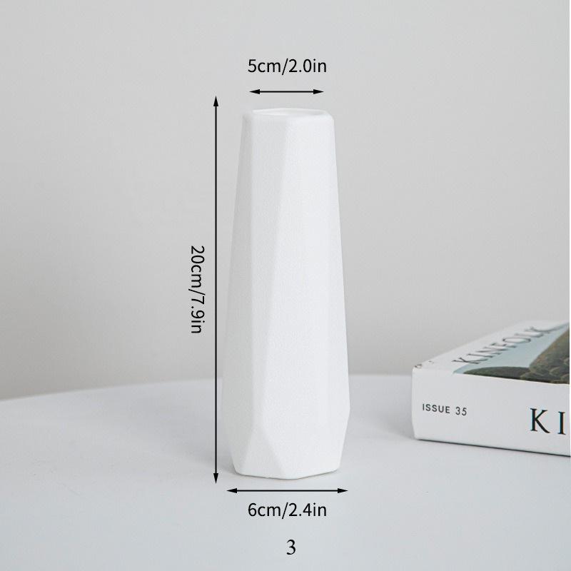 1pc Plastic White Vase Flower Arrangement Container Simulated Vase Decoration Kitchen Living Bedroom Home Decoration Ornament