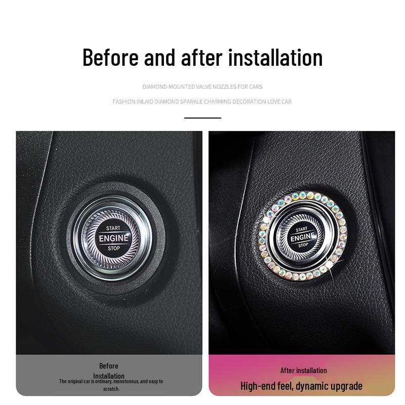 Fashionable Rhinestone Ignition Switch Decorative Ring for Women