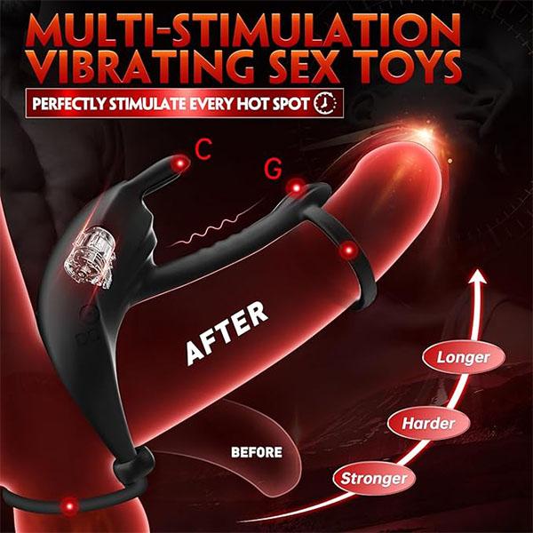 Vibrierender Penisring, Sexspielzeug für Männer, Penishüllen-Vibrator mit 2 Penisringen, Penisvibrator, Fernvibratoren mit 7 Vibrationen, Swing-Penishüllen-Sexspielzeug