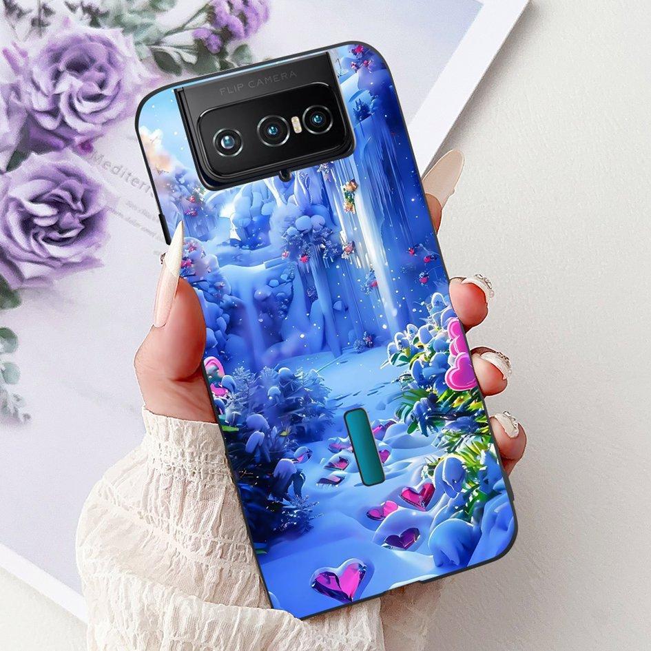 For Asus Zenfone 7 ZS670KS Case I002D Popular Flower Soft Black Silicone Phone Cover For Zenfone 7 Pro ZS671KS Funda I002DD Capa