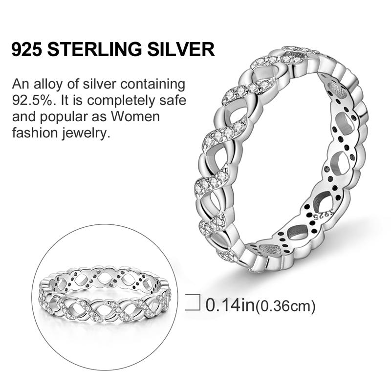 New 925 Silver Rings Simple Sparkling Stackable Original Rings For Women Anniversary Engagement Love Jewelry Gift