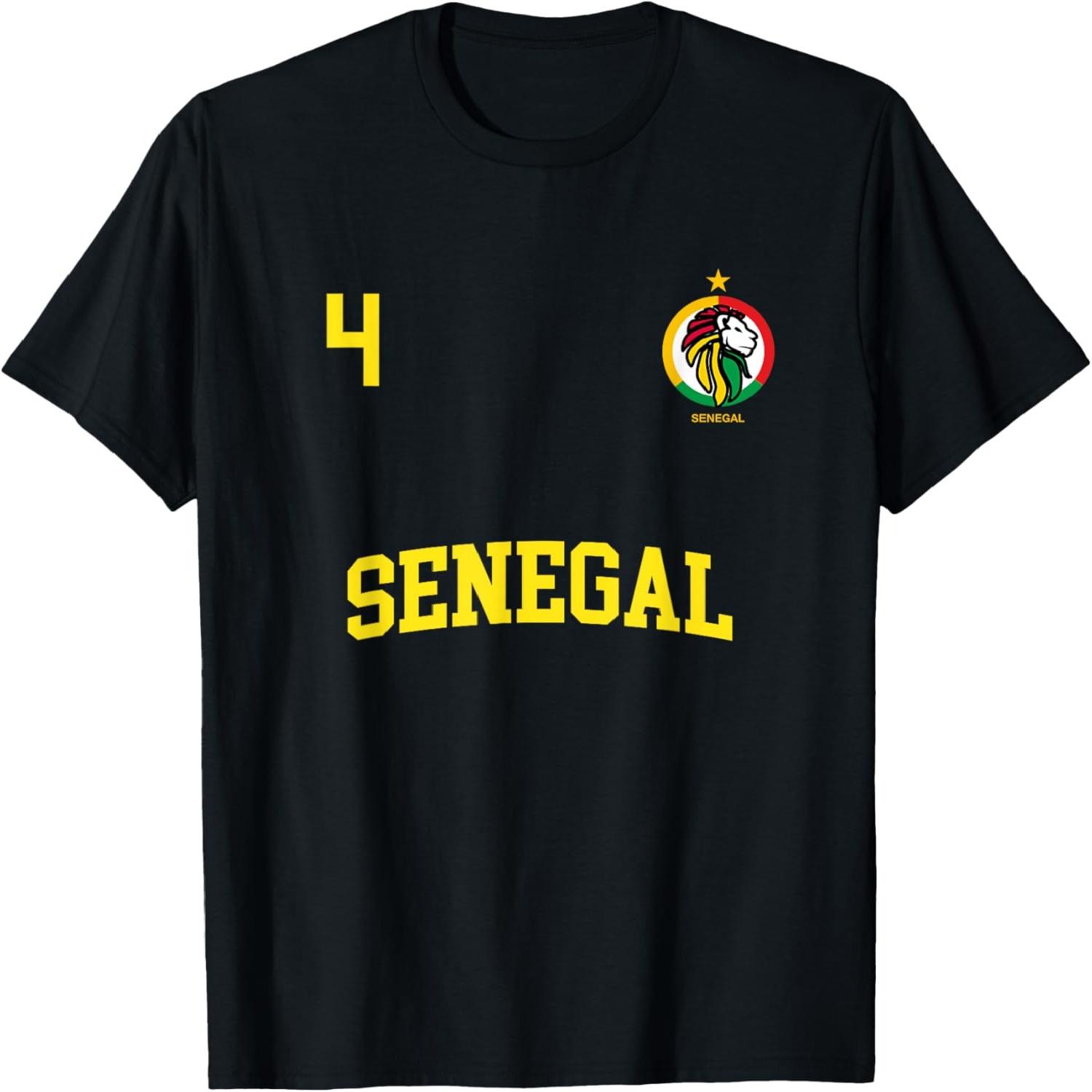

Senegal Team Sports Number 4 Soccer Senegalese Flag T-Shirt S разноцветный