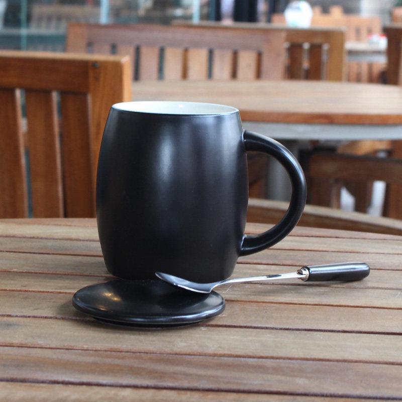 Nameless Artifact Large Ceramic Mug with Lid and Spoon - Ideal for Couples, Office, Coffee, or Tea.