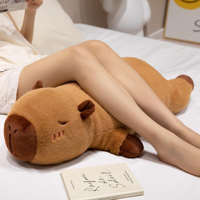60 cm - 100 cm Kawaii Cartoon Riesenstreifen Capybara Plüschpuppe Kissen liegend braun orange Flügel kreatives Capybara Plüschtier Wohnkultur