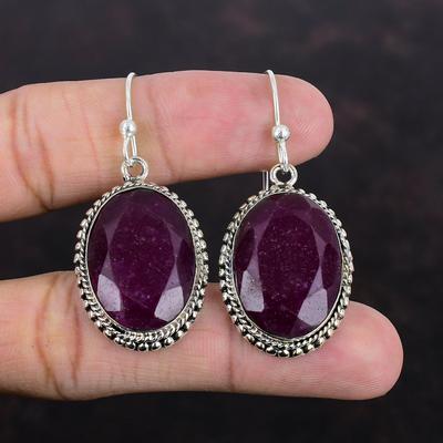 Σκουλαρίκι Kashmir Ruby 925 Σκουλαρίκι Χειροποίητα Σκουλαρίκια Γνήσιο Σκουλαρίκι από πολύτιμους λίθους Υπέροχα vintage κοσμήματα δώρα για τη σύζυγο
