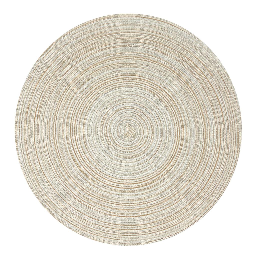 6-piece Set Meal Mat Woven Round Mat Beige Tableware Cup Pad