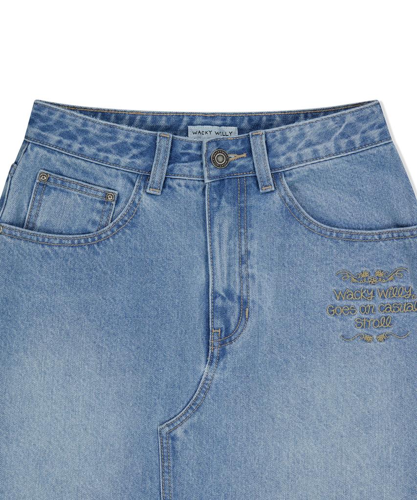 Wacky Willy Women'S Long Denim Skirt Blue