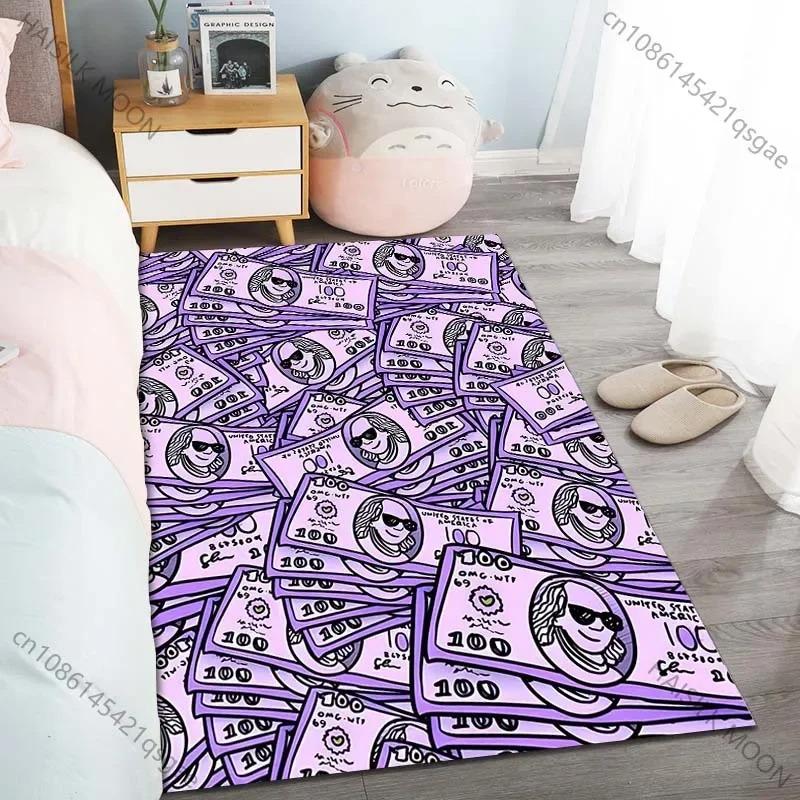Dollar Bill Pattern Carpet Mat Rug Home Decoration Cartoon Money Print Teen Room Living Room Floor Mat Rugs for Bedroom