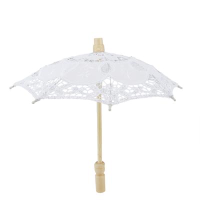 Bridal Umbrella Lace Cotton Embroidery Handmade Parasol Umbrella Wedding Supply(White )