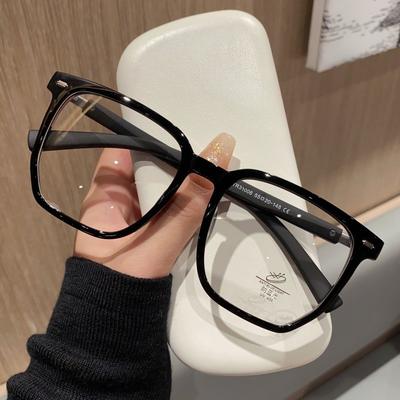 Black-Frame Glasses For Women With Myopia Can Be Matched With Degrees, Eye Frame, Advanced Sense, Large Frame To Show The Face, Small Anti-Blue Flat