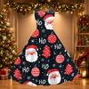 Women's Sexy Off Shoulder Christmas Print Retro Dress for Party