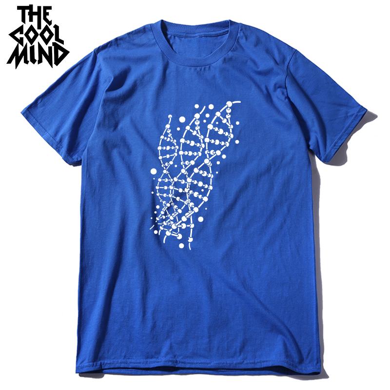 

COOLMIND 100% Cotton Casual DNA Print Men T Shirt Cool Summer Cool Men T Shirt o-neck Loose Men t-shirt Male Tee Shirts S