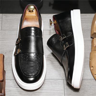 Designer New Men's Brown Patent Leather Slip On Business Casual Shoes Male Monk Strap Loafers Walking  Sneakers  Zapatos Hombre