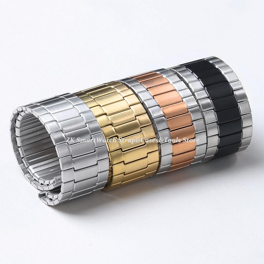 Elastic Stainless Steel Watch Straps 22mm for Seiko for Huawei for Omega Stretch Elastic Metal Watch Band for Men Women Bracelet