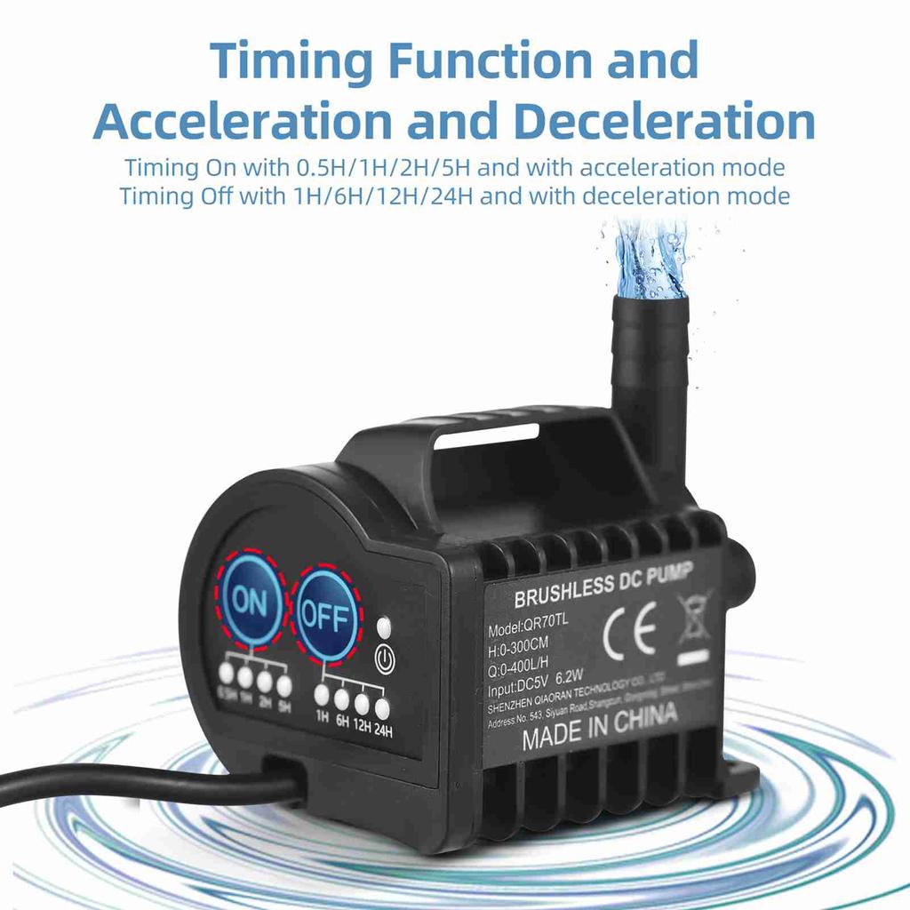 Mini 5V Water Pump with 4 Gear On/Off Timing Acceleration and Deceleration Function For Aquarium Fish Tank Pet Drinking Water
