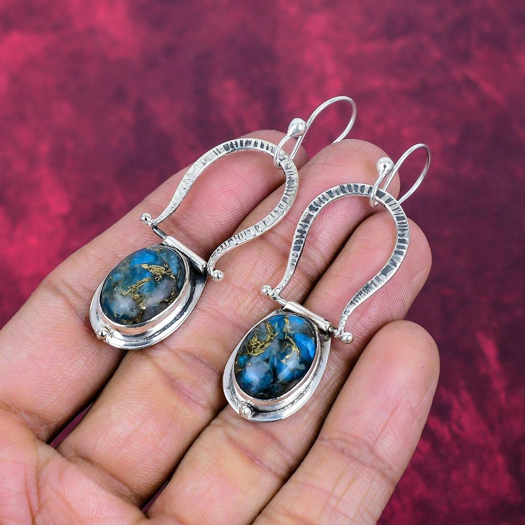 Copper Neon Apatite Jewelry, 925 Solid Sterling Silver Earrings Jewelry, Handmade Earrings Gemstone Jewelry For Women