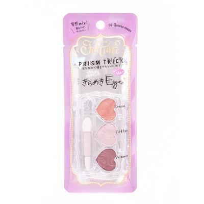 FORTUNE KOSE Prism Trick 02 Oogschaduw Palet Glitter 2g (Aurora Mauve) 3-kleuren (x 1)