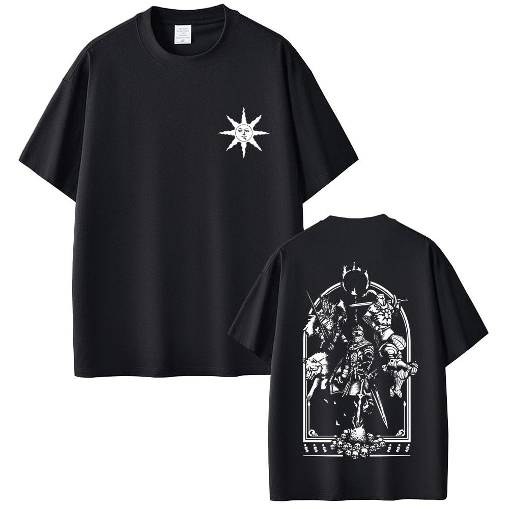 Game Dark Souls Praise The Sun Graphic Tshirt Unisex Women Vintage Gothic Rock Tshirts Unisexs Casual Cotton Short Sleeve T Shirts