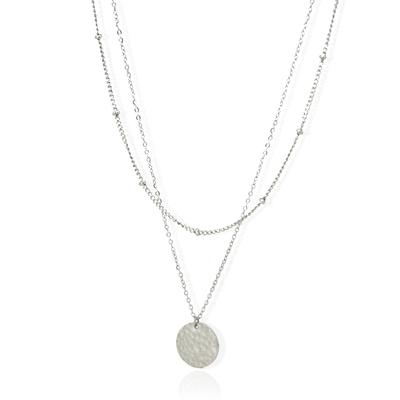 Necklace for Coin Clavicle Necklace Stainless Simple NPNS095S [Napist] Women, Hypoallergenic, Pendant, 2-Way, Stackable, (Surgical Steel), Accessory,