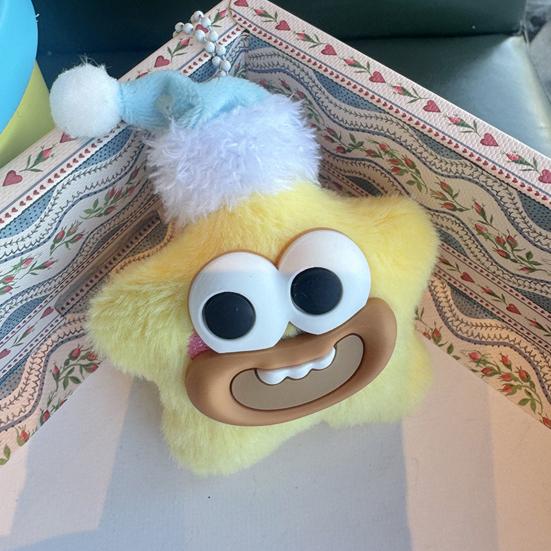 Large Mouth Cartoon Doll Keychain Star Shape Macaron Color Keychain