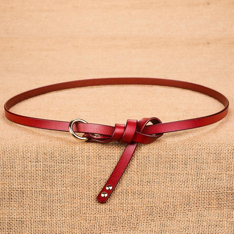 Cowhide Belt Women S Leather Decorative Dress Fine Simple Casual With Sweater Knotted Women S Belt красный