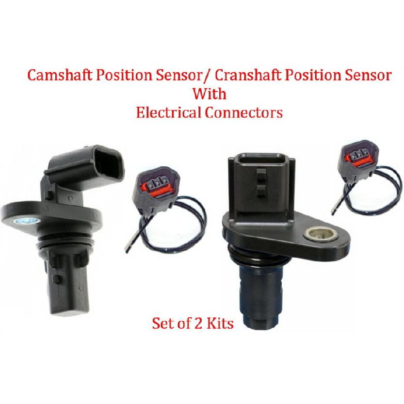 2 Pcs Camshaft & Crankshaft position Sensor w/Connectors Fits: Nissan L4 1.8L 2L