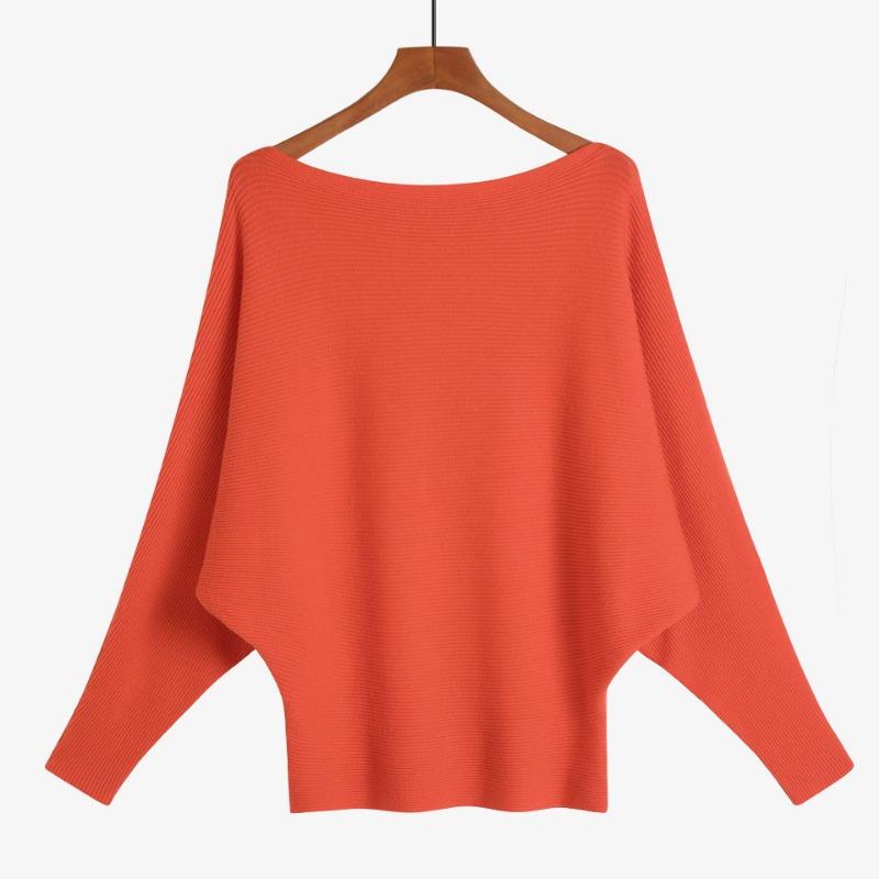 Loose Casual Fashion Bat Long Sleeve Women Sweater Solid Color Pullover Autumn Winter Knitted Tops Elegant Simple Sweaters Basic Clothing