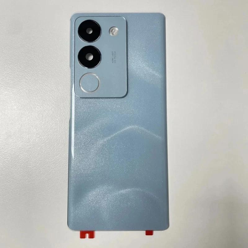 Battery Back Cover For vivo V29E Phone Rear Housing Replacement With Camera Lens синий