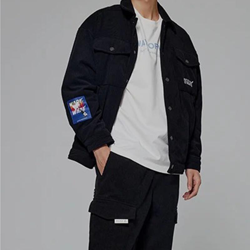 Li Ning Wade Series Logo Pattern Single-Breasted Polo Jacket Unisex Jacket Black AJMS153-1