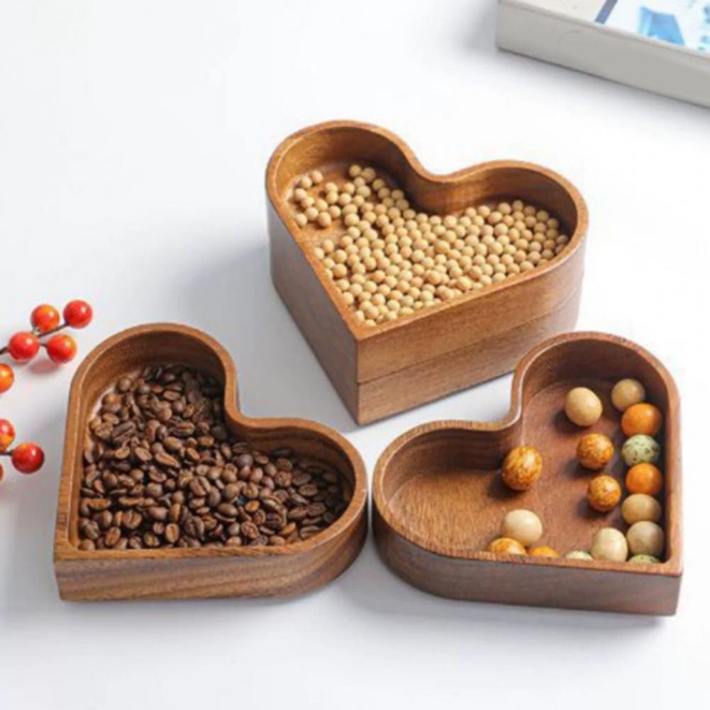 Heart-shaped Wooden Tray Heart-shaped Wooden Snack Tray Set for Dining Table Multi-purpose Serving Trays for Stackable Nut Fruit