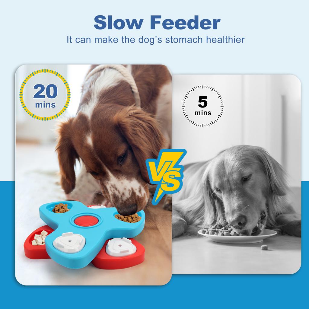 2 Spinning Layers Dog Puzzle Toy Slow Feeder Interactive Increase Dogs Food Puzzle Feeder Toys for IQ Training Mental Enrichment